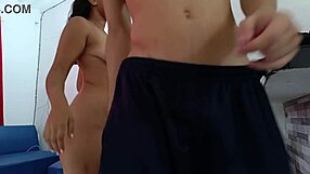 Halloween Night Blowjob with Brunette Amateur Deepthroating Big Cock in Missionary