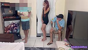 Wife cheats right next to her husband