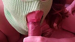 Russian stepmom sucks and jerks son's big cock secretly.