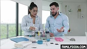 Stepbrother and stepsister have sex in the laboratory.
