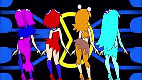 Pacman ghost girls dancing in 3 phases, full 1080p