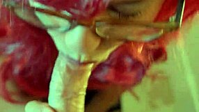 She sucks and gets cum in mouth