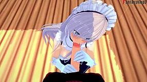 Belfast invites to lunch and fucks in Azurlane anime fantasy.