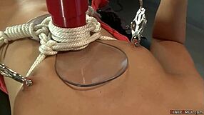 Beautiful brunette enjoys hardcore anal masturbation with toy