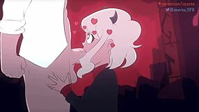 modeus the lustful demon helltaker blows monster cocks in parody