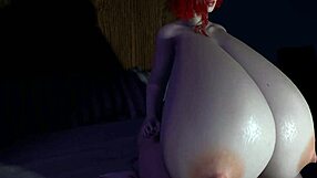 Curvy Redhead Anime Girl Rides Huge Dildo POV with Massive Tits and Toys