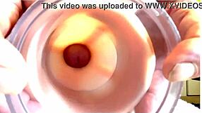 Fucking my wife with a big dick in a fleshlight