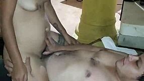 In my family, my brother-in-law fucks me passionately while my husband records, showing my natural tits and riding him like a horny slut.