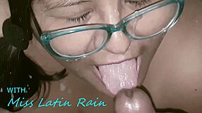 BBW swallows cum after quick tits play