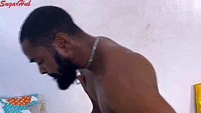 Hot black girl get crushed by black big cock in garage.