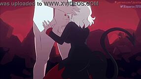 modeus the lustful demon helltaker blows monster cocks in parody