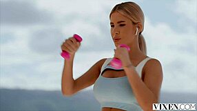 Ema's Hard-Bodied Gym Session Turns Into Wild Cowgirl Ride! Muff Diving and Creampie Explosion!