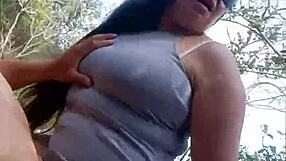 horny latina stepmom invites stepson for wild outdoor forest fun. gotta join her now!