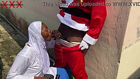 Happy christmas fuck with santa and sexy babe on hijab please subscribe red