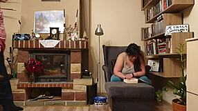 She sucks big hairy cock in doggystyle blowjob