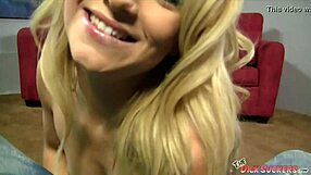 Petite blonde slut Carmen Callaway deepthroats cock in POV.