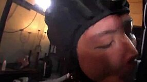 In the gloryhole, Asian gay men engage in a blowbang bukkake sucking frenzy