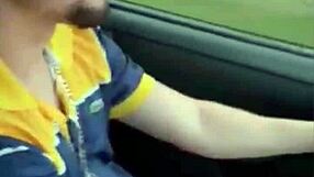 Gay blowjob and car wank while driving
