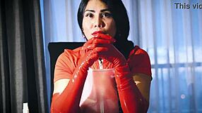 Fetish latex glove fetish with femdom mistress