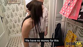 Debt collector in reality can't resist blowjob and cowgirl riding with pierced teen 18+