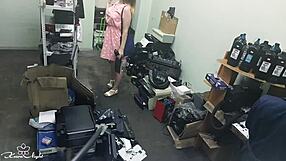 slutty blonde masturbates in public, fingering pussy next to stranger for orgasm