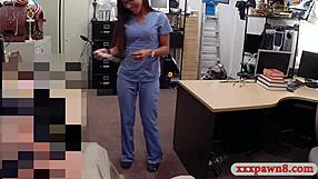 nurse with glasses spied on while getting banged by patient in hospital