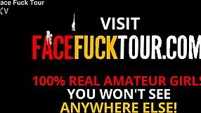 Latina teen 18+ feels intense pleasure in face fucking and deepthroat gagging with saliva.