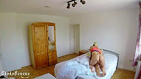 Stepsister coming back home after workout smothering with big tits