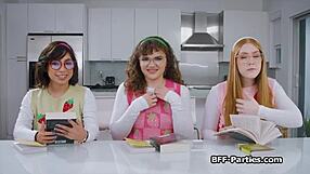 geek chicks at party craving cock in foursome