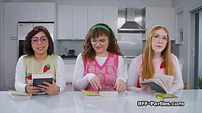 geek chicks at party craving cock in foursome