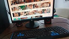 Colombian stepsister masturbates my big cock at home