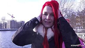 german scout picks up redhead pale milf mina knight for casting fuck in berlin