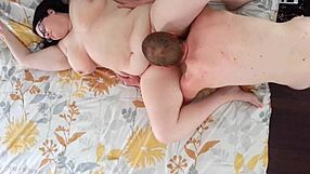 my bbw wife with huge natural tits getting attention from above