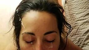 Watch This Slut Girlfriend Take A Huge Cum Facial!