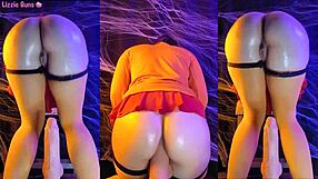velma bounces her huge ass on a monster cock for halloween