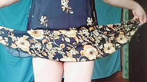 Young 18+ Gay Crossdresser in MILF Dress Rides Big Ass