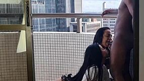 Two women have sex with one man in a threesome and almost get caught.
