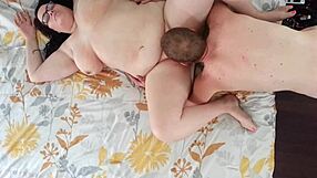 my bbw wife with huge natural tits getting attention from above