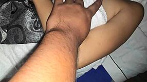 on vacation with coworker's wife, spying on her shaved pussy in pov