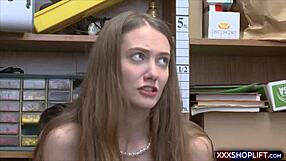 Cute shoplifter gets fucked doggystyle in front of her mature friend during group reality scene