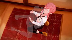 Miss Makima's sensual experience with fingering and muff diving in 3D hentai