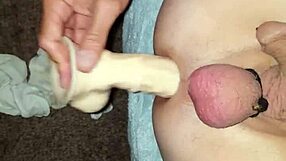 Fucking Big Dildo In Nature Anal Style