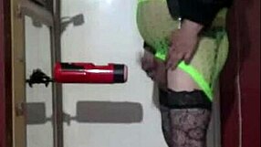 Crossdresser Enjoys Machine Masturbation Part 1