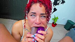 Sucking cock and comparing with saliva dildo