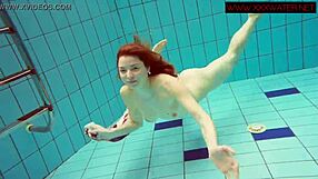 Hairy Ginger Polish Teen Underwater In Pool Naked