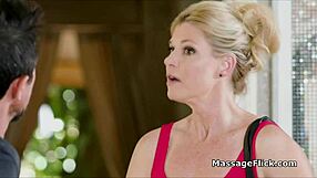 Oily masseuse provides relaxing massage to client in shower.