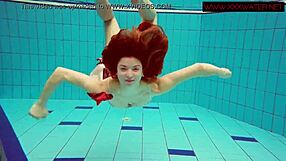 Hairy Ginger Polish Teen Underwater In Pool Naked