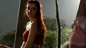 Risky Handjob On Street For Hot Redhead At Bus Stop