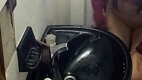 camera catches latina girlfriend in uniform getting cum on ass in school bathroom