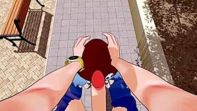 Big tits bouncing while being fucked in public
